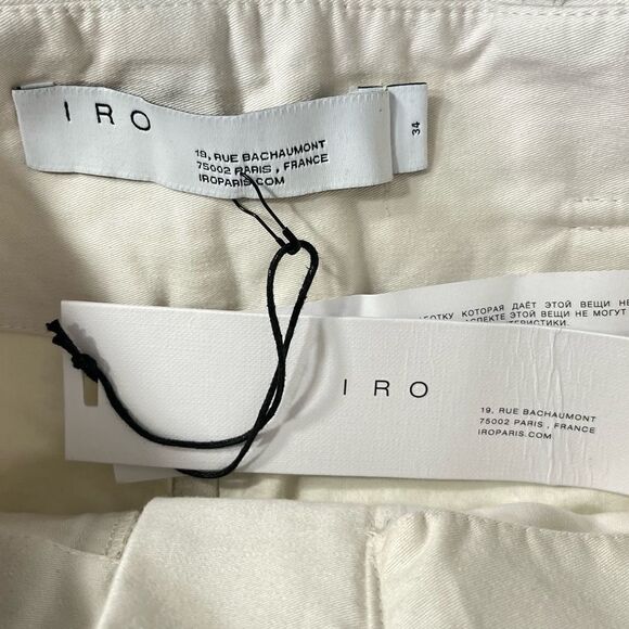 NEW IRO Cursola Belted Paperbag Waist Ankle Pants Cloudy White Size 2 - Picture 9 of 13